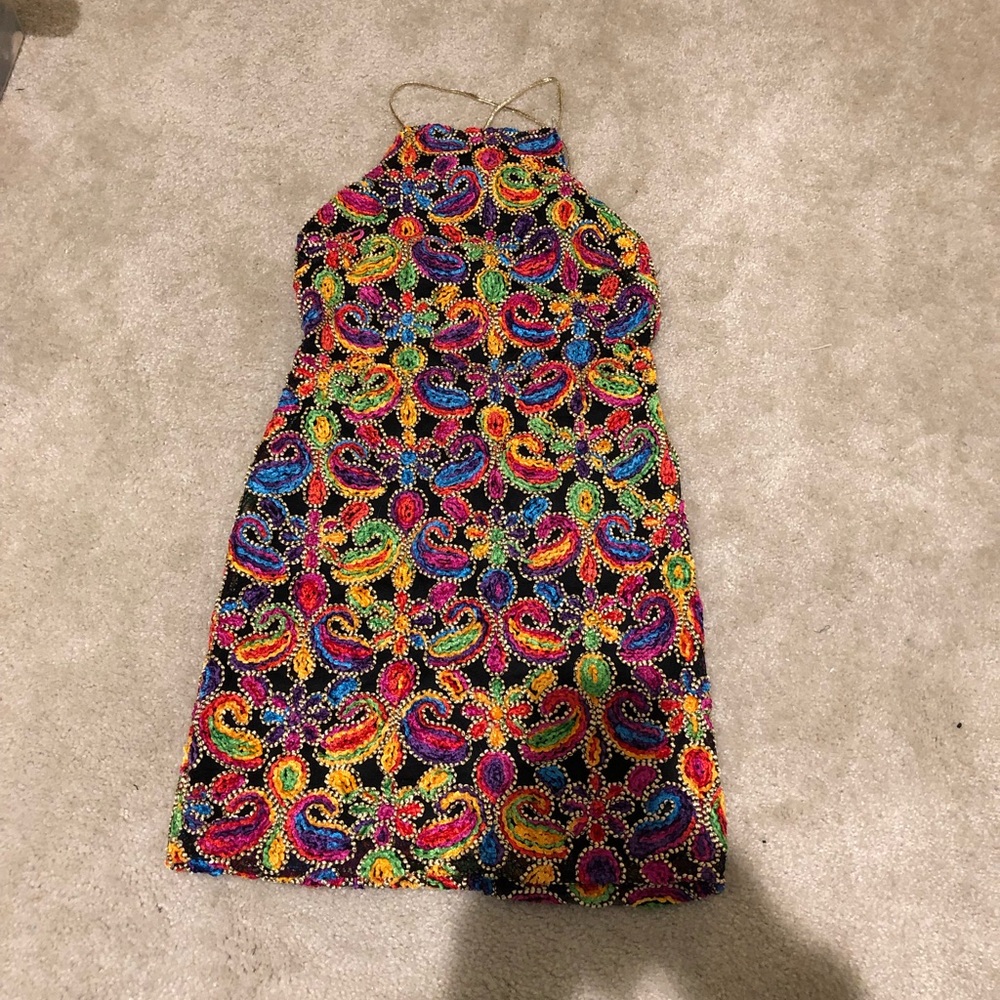 Embroidered colorful fitted dress